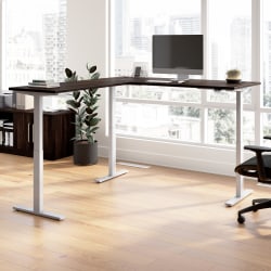 Bush Business Furniture Move 60 Series 72"W Height Adjustable L Shaped Standing Desk, Black Walnut/Cool Gray Metallic, Standard Delivery