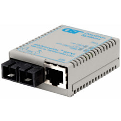 Omnitron miConverter/S 10/100 Ethernet Fiber Media Converter RJ45 SC Single-Mode 30km - 1 x 10/100BASE-T, 1 x 100BASE-LX, USB/US AC Powered, Lifetime Warranty