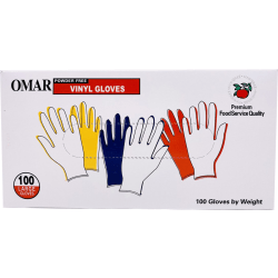 Omar Disposable Powder-Free Vinyl General-Purpose Gloves, Large, Clear, 100 Gloves Per Box