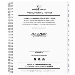 AT-A-GLANCE® DayMinder® Executive 2027 Weekly Monthly Refill for G545, Medium, 7" x 8 3/4"