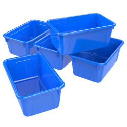 Storex Small Cubby Bins, 5-1/4"H x 8"W x 12-5/16"D, Blue, Pack Of 5 Bins