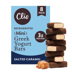 Clio Snacks Salted Caramel Mini Greek Yogurt Bars, 0.78 Oz, Total Qty 48
