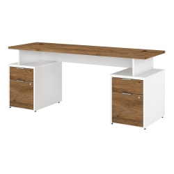 Bush Business Furniture Jamestown Desk With 4 Drawers, 72"W, Fresh Walnut/White, Standard Delivery