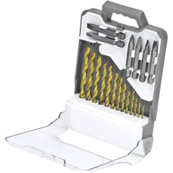 Genesis 19-Piece Drill/Driver Bit Set - Driver Bit: 0.25" Diameter - 1.25" Length - Titanium, High Speed Steel