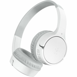 Belkin Wireless Bluetooth On-Ear Headphones for Kids w/ Mic - 85dB Limit - w/ USB-C Cable - Headset - White - Stereo - Mini-phone (3.5mm) - Wired/Wireless - Bluetooth - 30 ft - On-ear, Over-the-head, Over-the-ear - Binaural - Circumaural - White