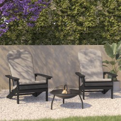 Flash Furniture Charlestown All-Weather Outdoor Furniture Adirondack Chairs With Cushions, Cream/Slate, Set Of 2 Chairs