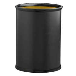 Erwyn Products Core Leatherette Oval Wastebaskets, 13-Quart, Designer Black, Set Of 4 Wastebaskets