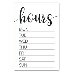 COSCO® Dry-Erase Hours Sign, 8" x 12", White