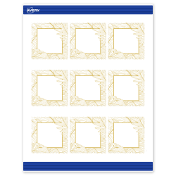 Avery® Printable Cards With Sure Feed® Technology, 2-1/2" x 2-1/2", Matte White With Gold Florals, Pack Of 90