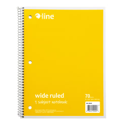 C-Line Wide Rule Spiral Notebooks, 8" x 10-1/2", 1 Subject, 70 Sheets, Yellow, Case Of 24 Notebooks