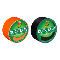 Duck® Brand Duct Tape Combo Pack, 1-13/16" x 35 Yd, Neon Orange/Black, Pack Of 2 Rolls