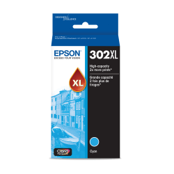 Epson® 302XL Claria® Premium Cyan High-Yield Ink Cartridge, T302XL220-S