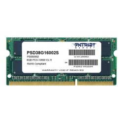 Patriot Signature Line - DDR3 - module - 8 GB - SO-DIMM 204-pin - 1600 MHz / PC3-12800 - CL11 - 1.5 V - unbuffered - non-ECC