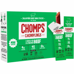 CHOMPS Chomplings Jalepeno Beef Jerky Sticks - 0.50 oz - 24 / Pack