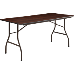 Lorell® Laminate Economy Folding Table, 29"H x 60"W x 60"D, Mahogany