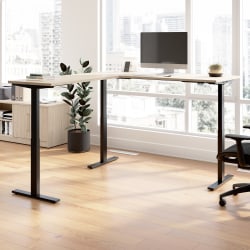 Bush Business Furniture Move 60 Series 72"W Height Adjustable L Shaped Standing Desk, Natural Elm/Black Powder Coat, Standard Delivery