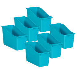 Teacher Created Resources Plastic Book Bins, 7-1/2"H x 11-3/8"W x 5-1/2"D, Teal, Pack Of 6 Bins