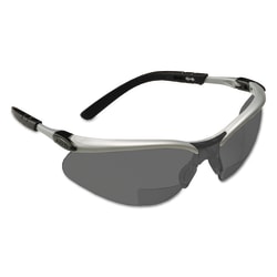 3M BX Safety Eyewear, Gray +2.0 Diopter Polycarbonate Hard Coat Lenses, Silver/Blk
