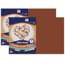 Tru-Ray Construction Paper, Heavyweight, 12" x 18", 5 Assorted Skin Tone Colors, 50 Sheets Per Pack, Set Of 2 Packs