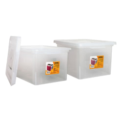 Lorell® Storage File Boxes With Lift-Off Lids, Letter/Legal Size, 18" x 14 1/4" x 11", Clear, Case Of 2
