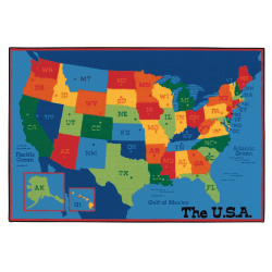Carpets for Kids® KID$Value Rugs™ USA Map Activity Rug, 4' x 6' , Multicolor