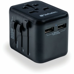 Verbatim UTA-01 Universal Travel Adapter 12W - USB-A - 12 W - 120 V AC, 230 V AC Input - 1