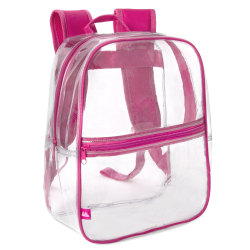 Trailmaker Mini Stadium Approved Backpack, 12"H x 10"W x 4"D, Clear/Pink