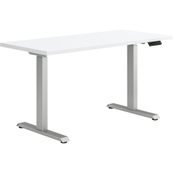 HON® Coze Worksurface With Coordinate Height-Adjustable Base, 54"W, Designer White/Nickel