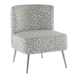LumiSource Fran Slipper Chair, Chrome/Blue Leopard