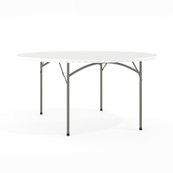 Flash Furniture Round Plastic Folding Table, 29"H x 60"W x 60"D, Granite White/Gray