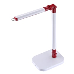 Black+Decker PureOptics™ Exalt Flash™ Detachable-Head LED Clamp-On Desk Lamp, Adjustable, 19", Red/White