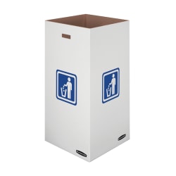 Bankers Box® Waste And Recycling Bins, Extra Large Size, 36" x 18 3/8" x 18 3/8", 50% Recycled, White/Blue, Pack Of 10