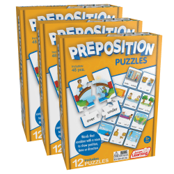 Junior Learning Prepositions Puzzles, Set Of 12 Puzzles, Pack Of 3 Sets