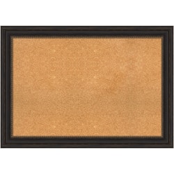 Amanti Art Rectangular Non-Magnetic Cork Bulletin Board, Natural, 41" x 29", Accent Bronze Frame