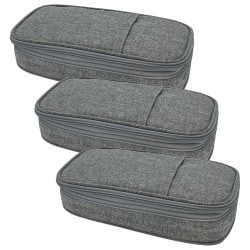 Teacher Created Resources Pencil Cases, 2-1/2"H x 4-1/4"W x 9"D, Gray, Pack Of 3 Cases