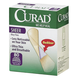 Medline Sheer Adhesive Bandages, 3/4" x 3", Pack Of 80