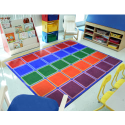Joy Carpets Kid Essentials Rectangular Area Rug, Blocks Abound, 7-2/3' x 10-3/4', Primary