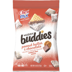 Chex Mix Peanut Butter & Chocolate Muddy Buddies Snack Mix, 4.5 Oz, Pack Of 7 Snack Bags