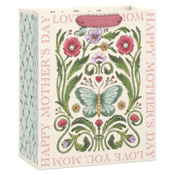Hallmark 9.6" Medium Mother's Day Gift Bag for Mom (Painted Flowers with Butterfly)