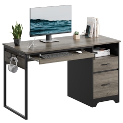Bestier 48"W Writing Computer Desk with Storage Drawer & Keyboard Tray, Grey