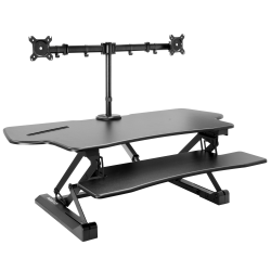 Mount-It! 33"W Large Electric Adjustable Height Sit-Stand Desk Converter With Dual Monitor Mount, Black