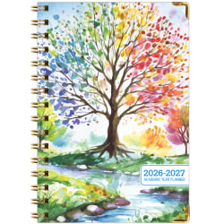 2026-2027 Excello Brands 14-Month Academic Year Hardcover Weekly/Monthly Fashion Planner, 5-1/2" x 8", Tree Seasons, May To June, Total Qty 1