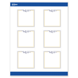 Avery® Print-To-The-Edge Labels With Sure Feed® Technology, S00-DNJ-PRWMP10, Square, 3" x 3", Matte White, Preprinted Gold & Navy Border with Florals Design, Pack Of 60