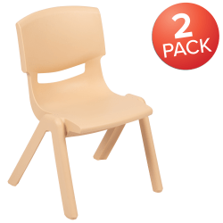 Flash Furniture Plastic Stackable School Chairs With 12" Seat Height, Natural, Set Of 2 Chairs