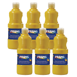 Prang Ready-To-Use Tempera Paints, 16 Oz, Yellow, Pack Of 6 Paints
