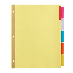 Office Depot® Brand Insertable Dividers With Big Tabs, Buff, Assorted Colors, 5-Tab, Pack Of 4 Sets