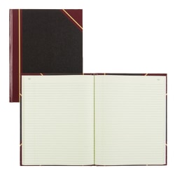 National® 50% Recycled Black Texhide Record Book With Margin, 8 3/8" x 10 3/8", 150 Pages