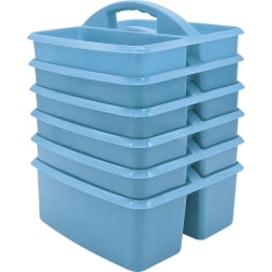 Teacher Created Resources Plastic Storage Caddies, 5-1/4"H x 9-1/4"W x 9"D, Light Blue, Pack Of 6 Caddies