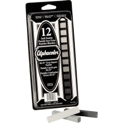 Alphacolor® Soft Square Pastels, Hi-Fi® Gray Assortment, 7 Colors, 12 Pack - Very Light Gray, Light Gray, Gray, Black, White, Dark Gray, Medium Gray