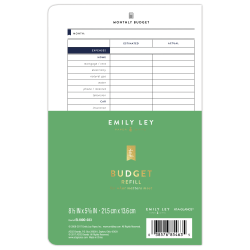 Emily Ley Simplified® System Budget Calendar Refill, 5 3/8" x 8 1/2", White